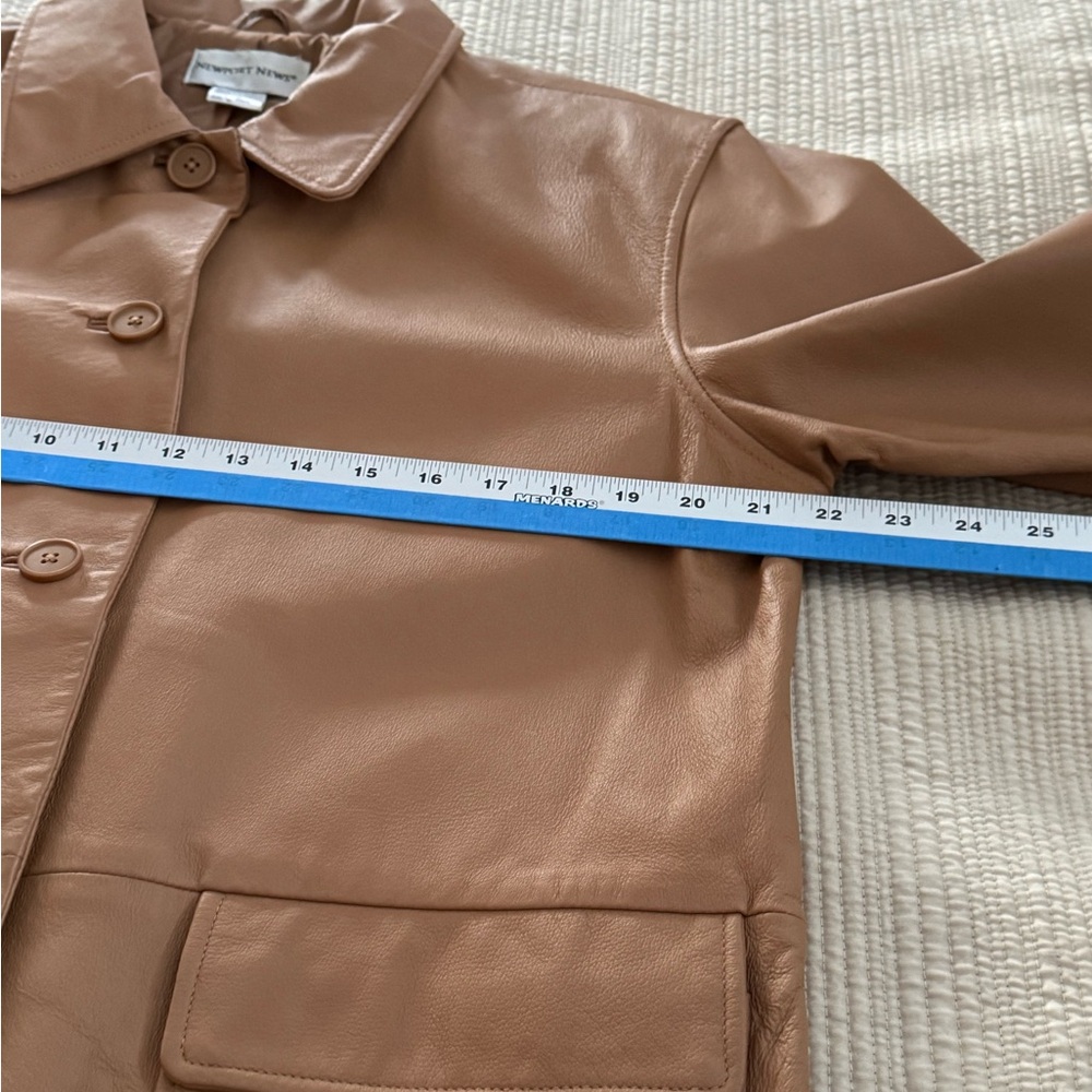 Newport News Tan Leather Trench Coat - Picture 5 of 8